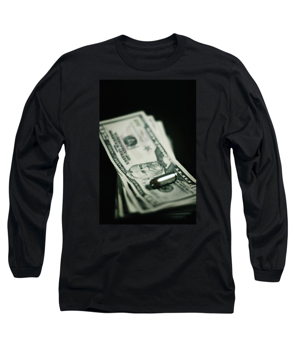 Money Long Sleeve T-Shirt featuring the photograph Cost of One Bullet by Trish Mistric