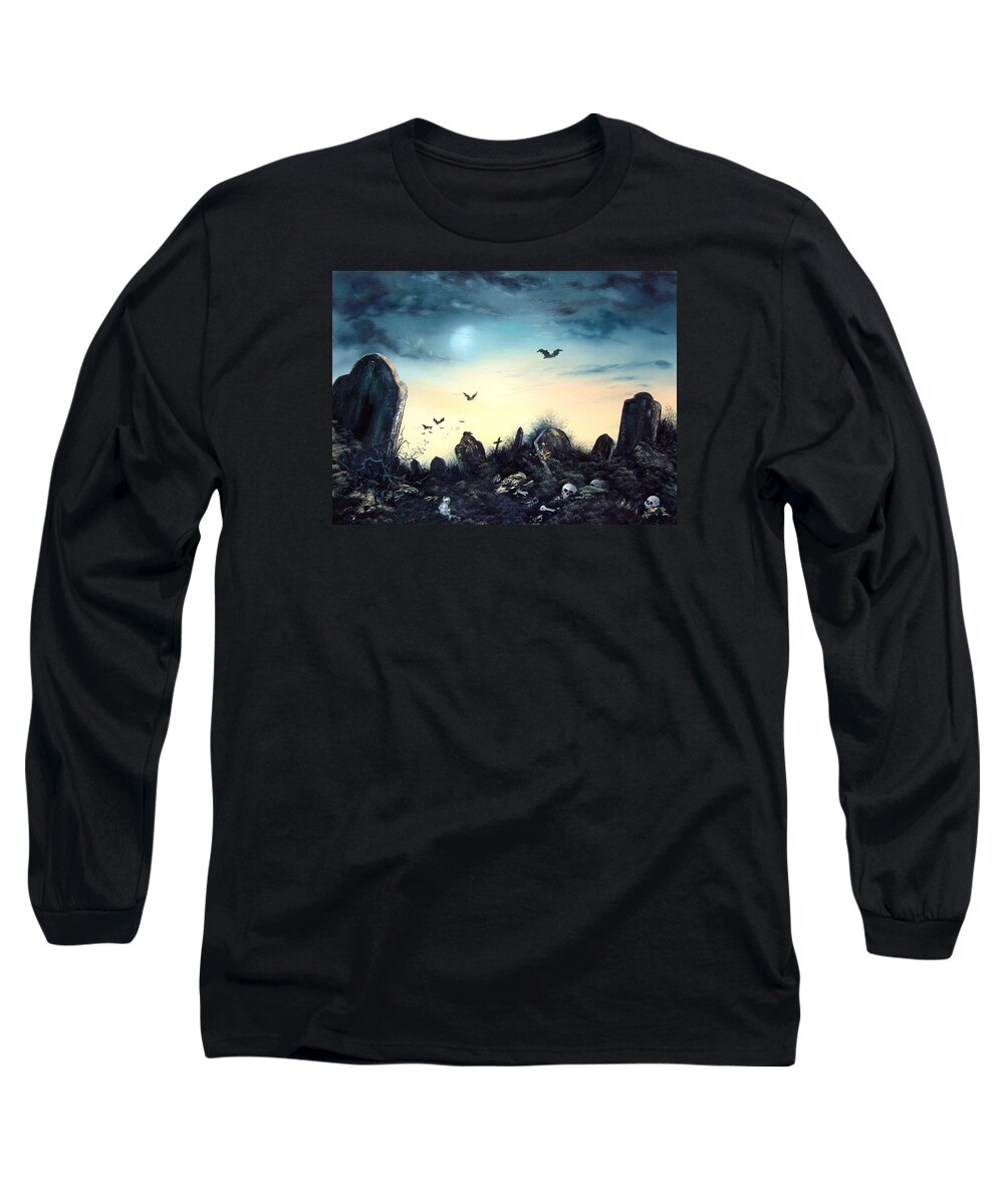 Graveyard Long Sleeve T-Shirt featuring the painting Count the Eyes by Jean Walker