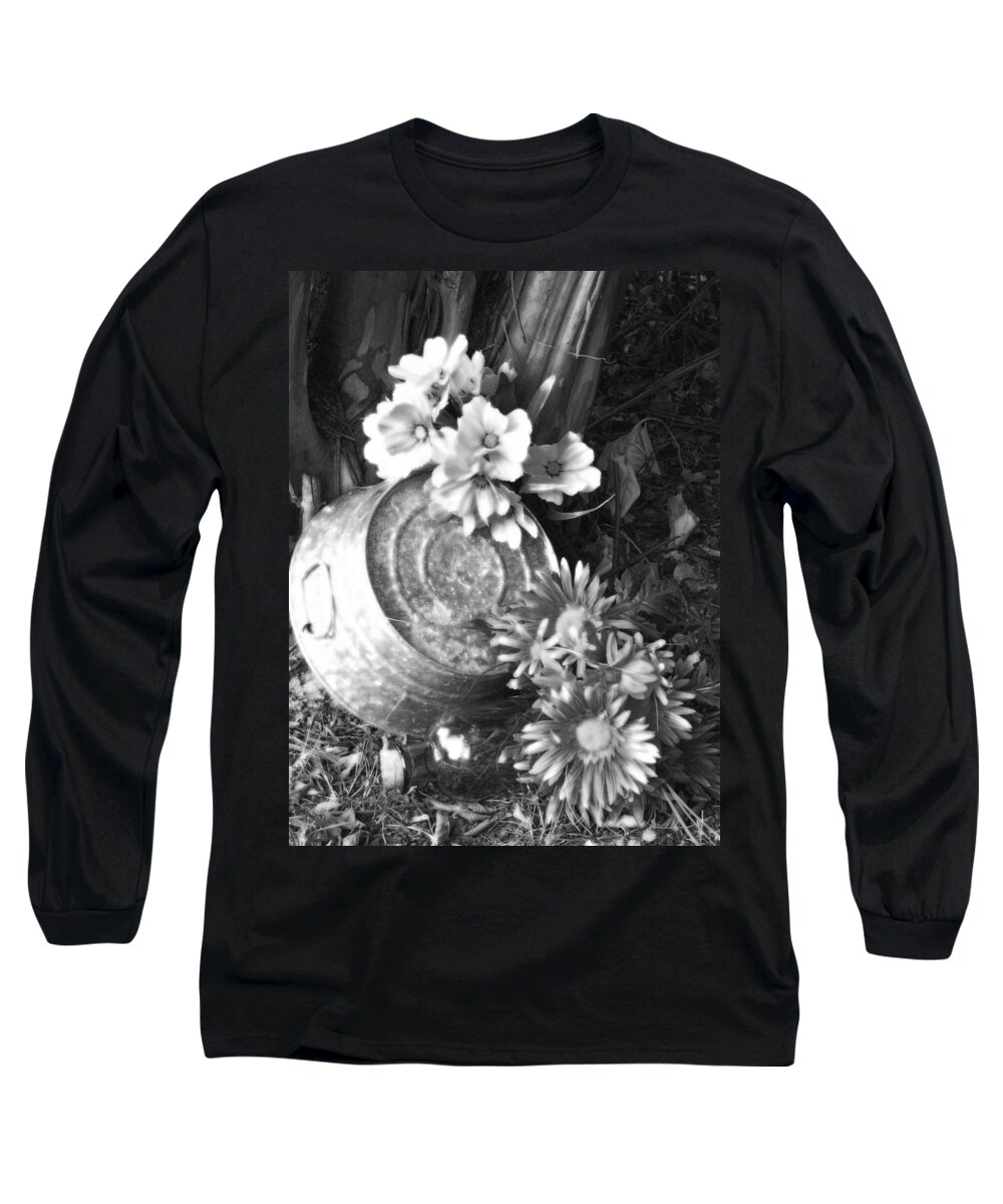 Flower Long Sleeve T-Shirt featuring the photograph Country Summer - BW 03 by Pamela Critchlow