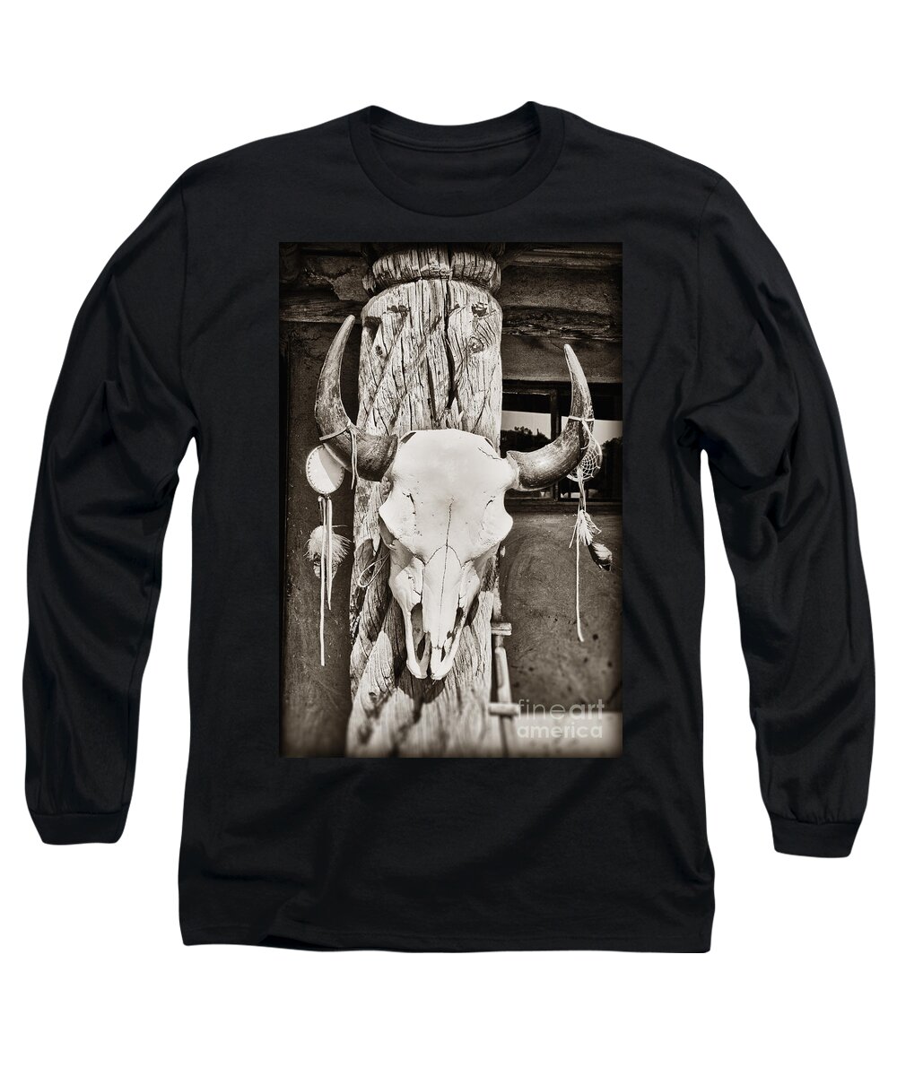 Cow Skull Long Sleeve T-Shirt featuring the photograph Cow skull by Bryan Mullennix