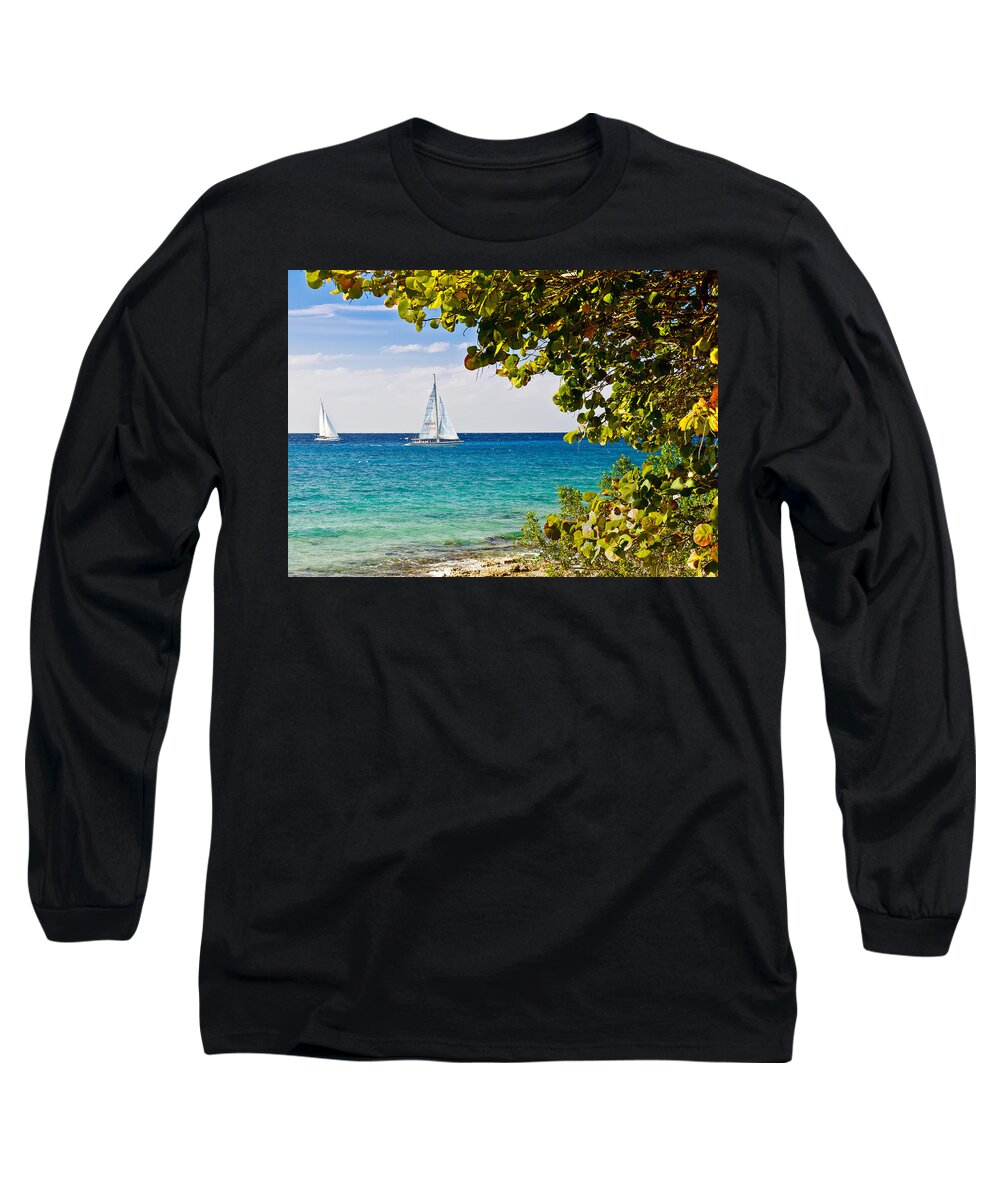 Cozumel Long Sleeve T-Shirt featuring the photograph Cozumel Sailboats by Mitchell R Grosky