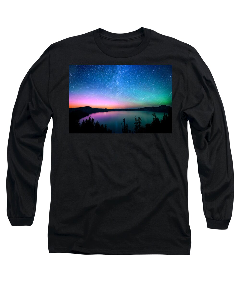 Aurora Long Sleeve T-Shirt featuring the photograph Crater Lake Aurora by Andrew Kumler