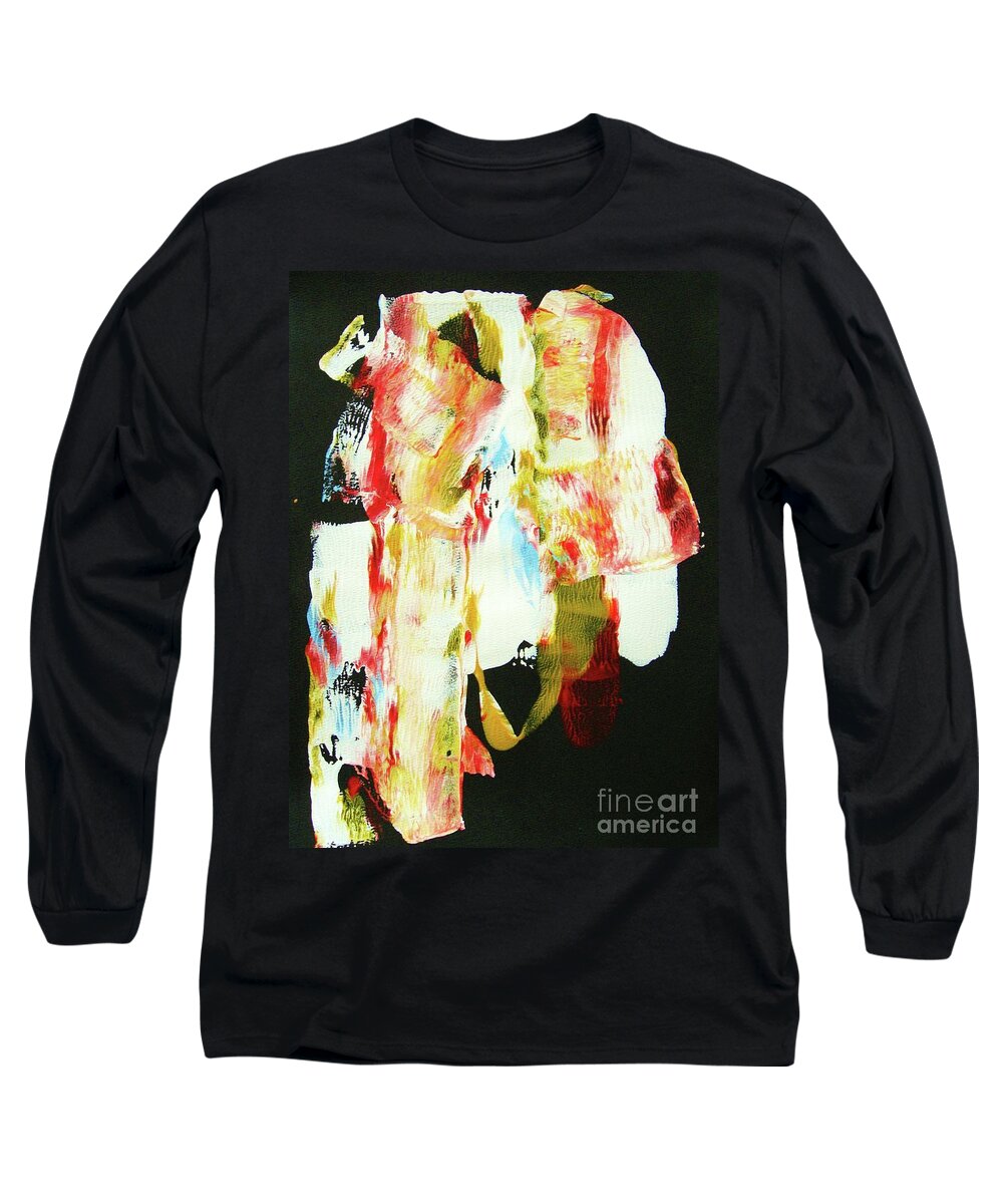 Abstraction Long Sleeve T-Shirt featuring the painting CRAZY HORSE an American Hero by Thea Recuerdo