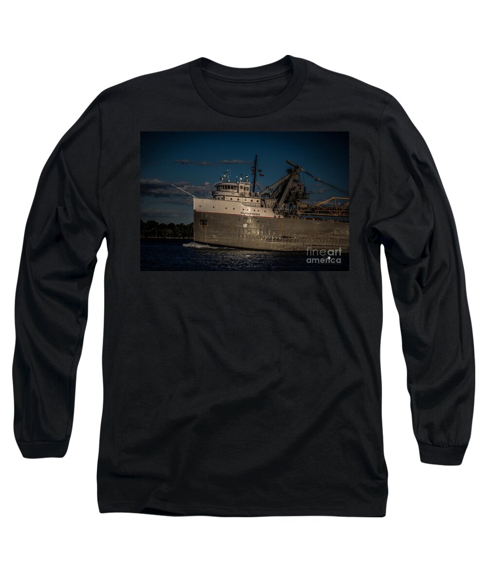 Ship Long Sleeve T-Shirt featuring the photograph Cuyahoga by Ronald Grogan