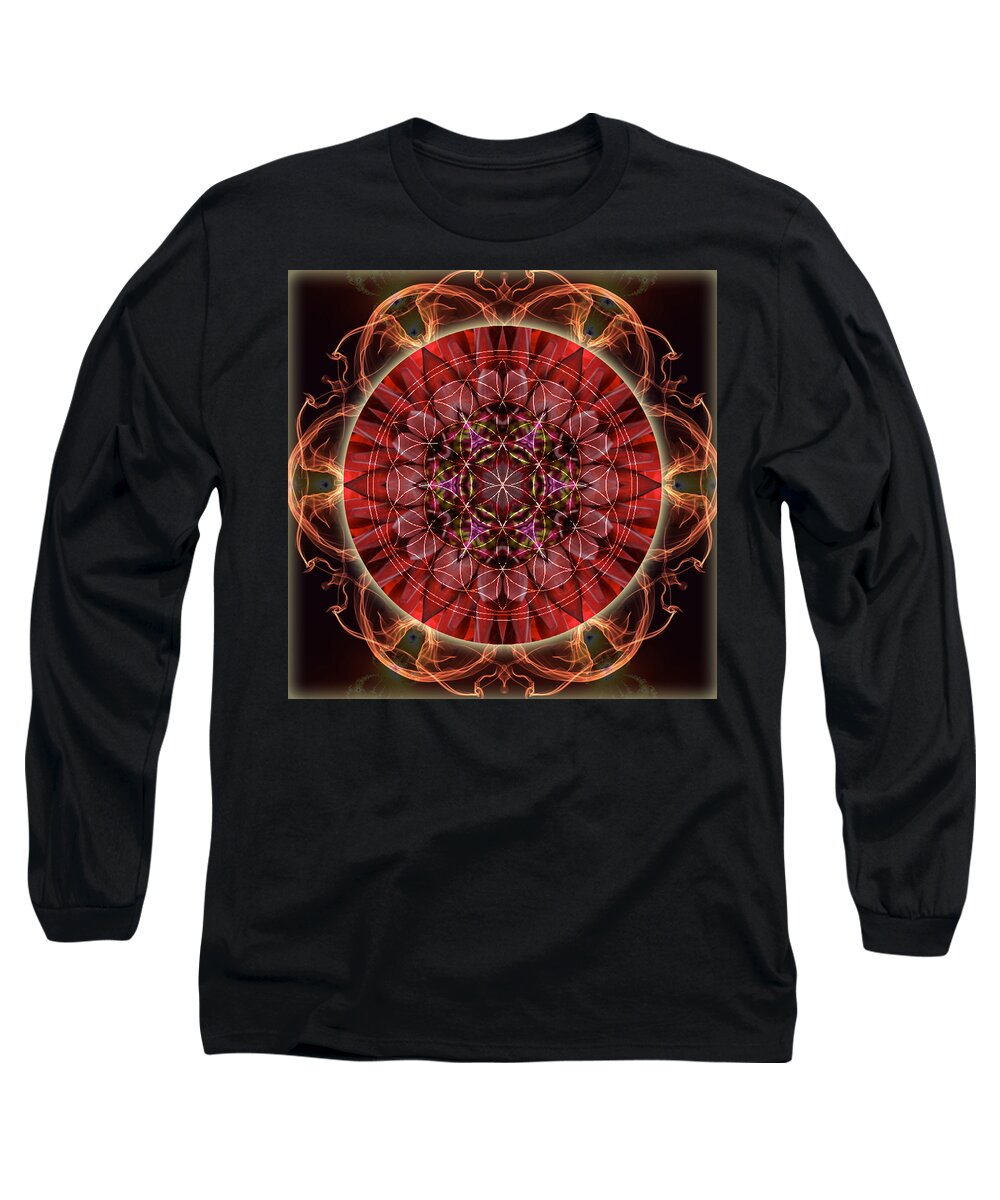 Mandala Long Sleeve T-Shirt featuring the mixed media Dancing with the Solar Flares by Alicia Kent