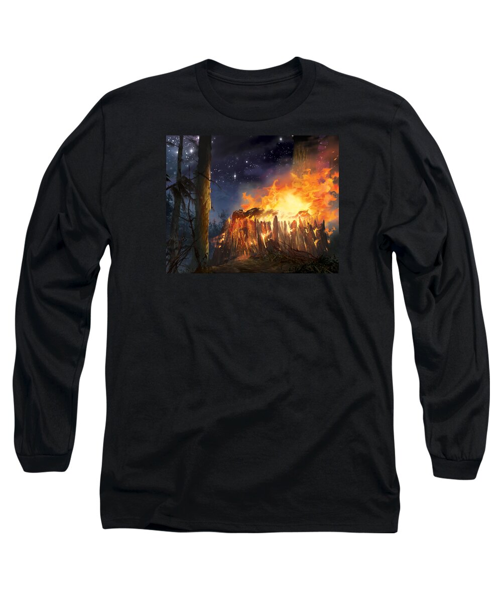 Star Wars Long Sleeve T-Shirt featuring the digital art Darth Vader's Funeral Pyre by Ryan Barger