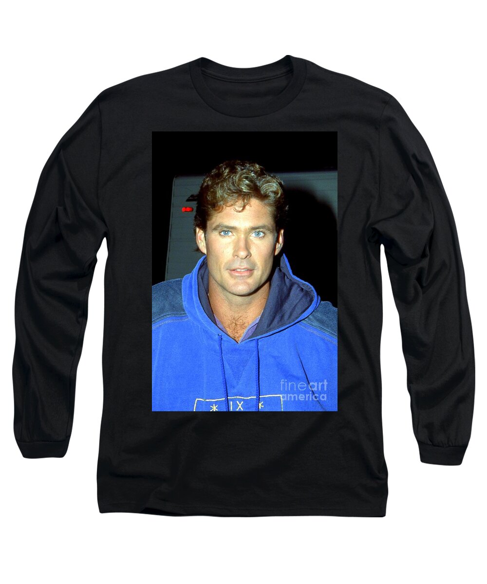 Baywatch Long Sleeve T-Shirt featuring the photograph David Hasselhoff 1991 by Ed Weidman