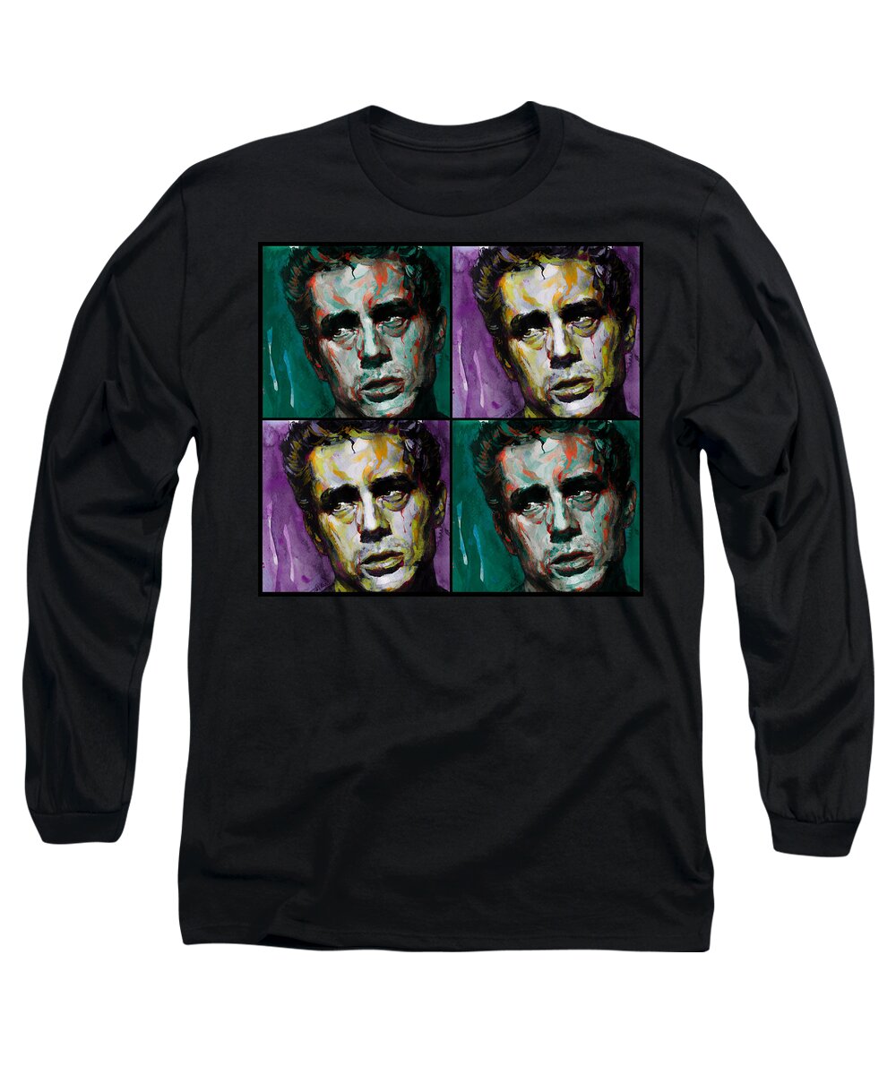 James Deans Long Sleeve T-Shirt featuring the painting Dean... The rebel... by Laur Iduc