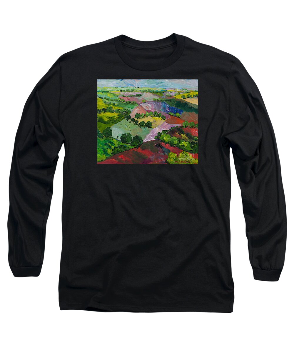 Landscape Long Sleeve T-Shirt featuring the painting Deep Ridge Red Hill by Allan P Friedlander