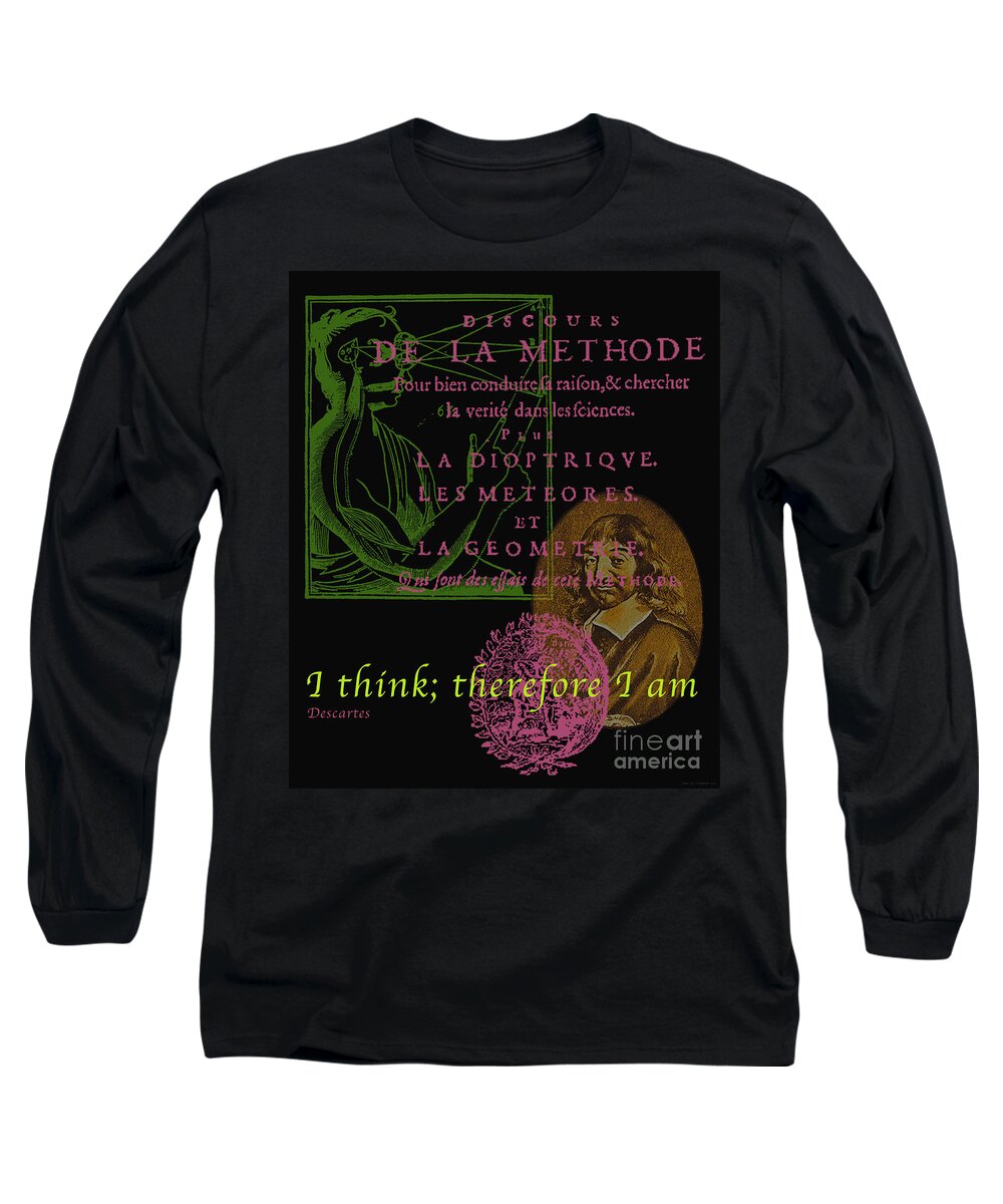 Descartes Long Sleeve T-Shirt featuring the digital art Descartes by Jean luc Comperat