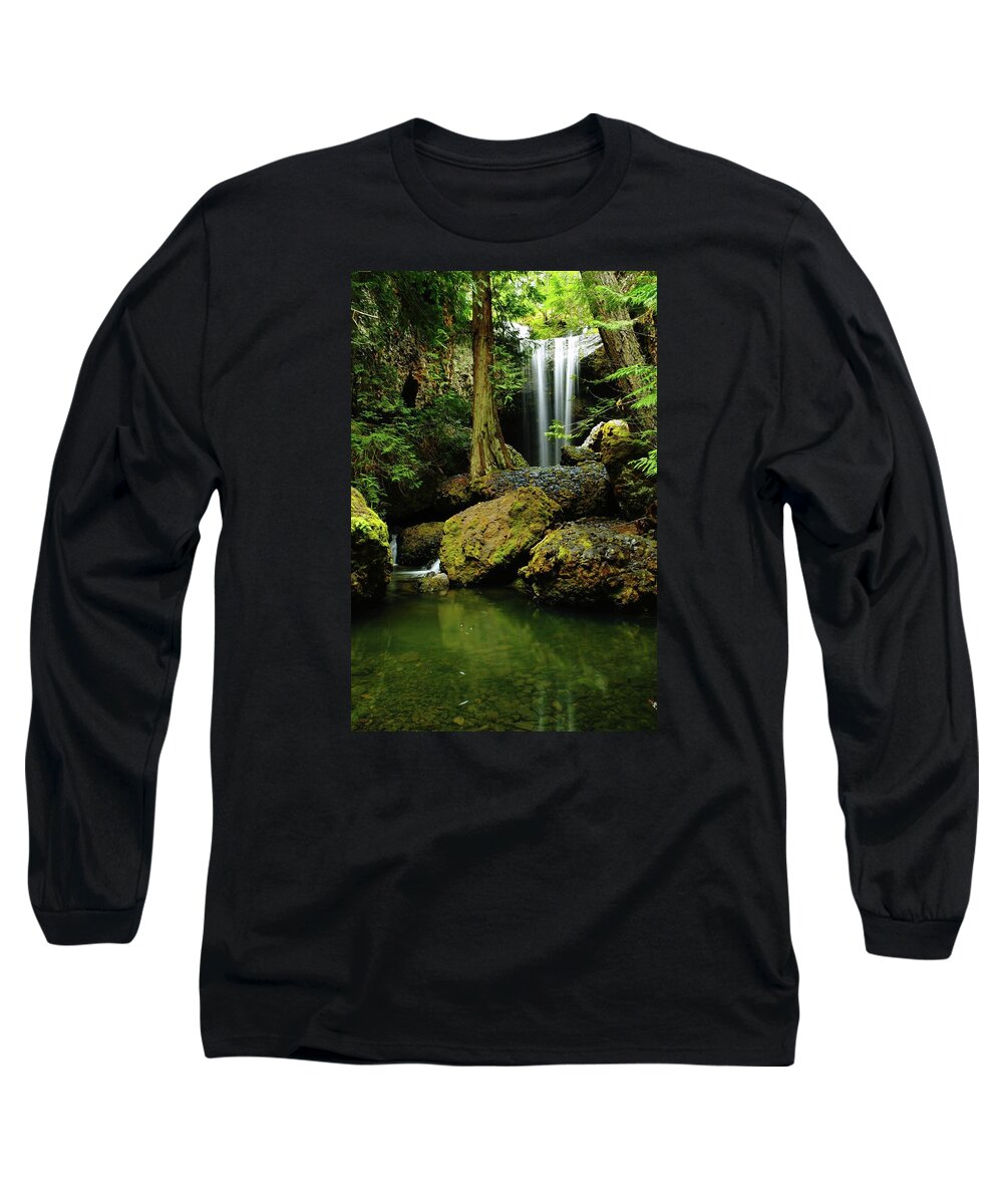 Boulder Cave Long Sleeve T-Shirt featuring the photograph Devil Creek Falls by Jeff Swan