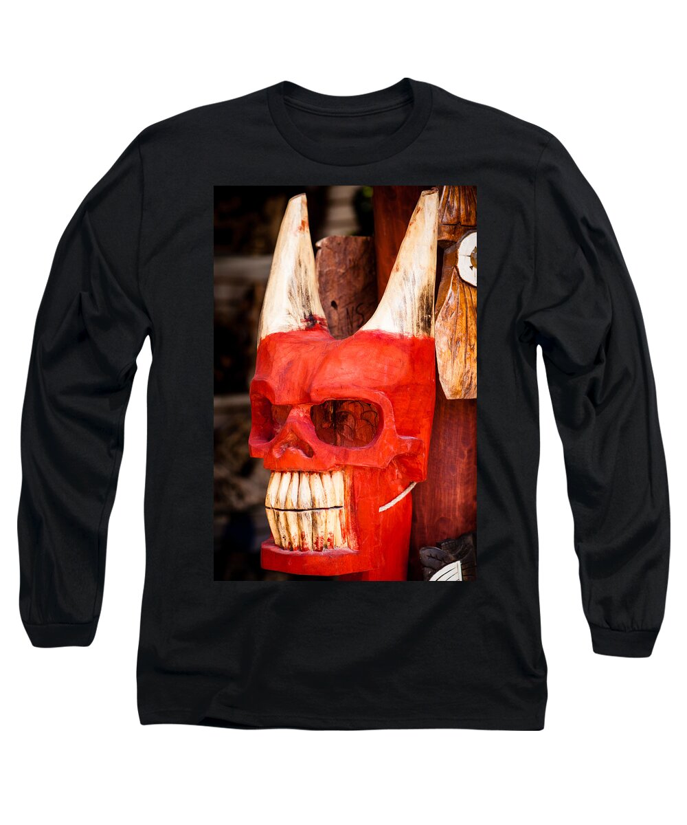 Mask Long Sleeve T-Shirt featuring the photograph Devil in the Details by Melinda Ledsome
