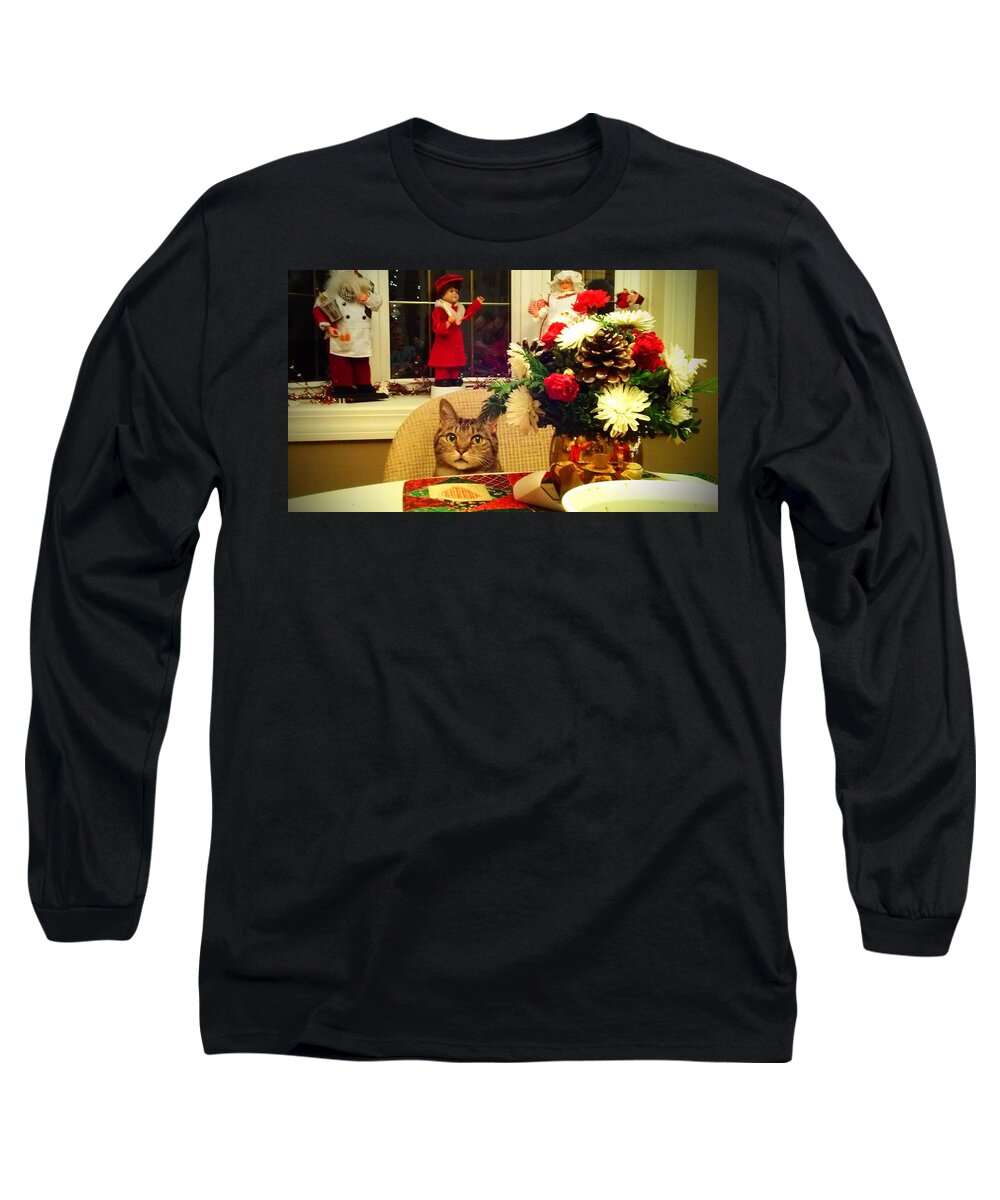 Lb Waiting To Eat Dinner With The Family Long Sleeve T-Shirt featuring the photograph Dinner Time by Catie Canetti