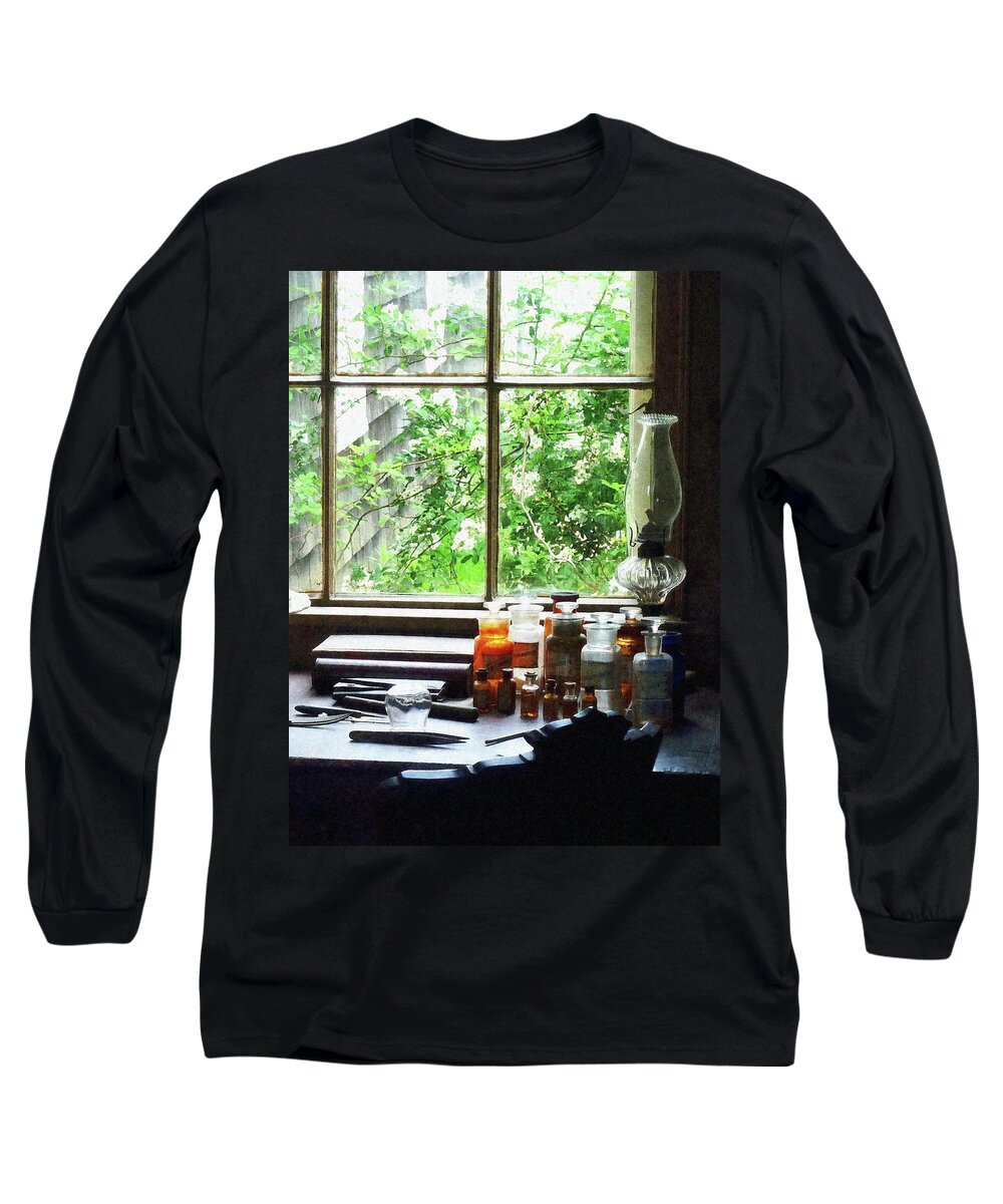 Medicine Long Sleeve T-Shirt featuring the photograph Doctor - Medicine and Hurricane Lamp by Susan Savad
