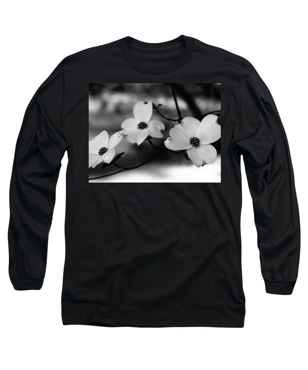 Dogwood Long Sleeve T-Shirt featuring the photograph Dogwood Black and White by Andrea Anderegg