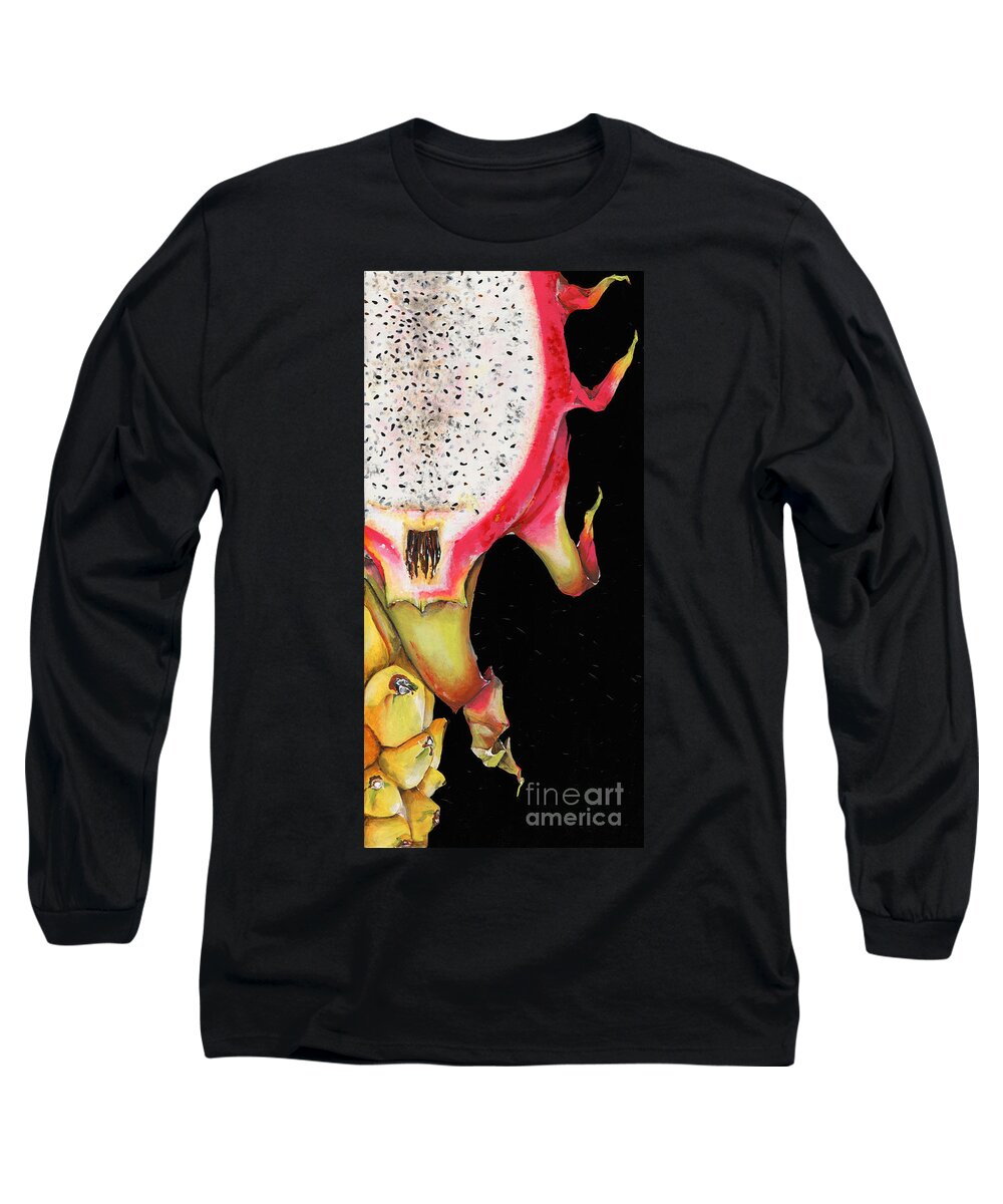 Abstract Long Sleeve T-Shirt featuring the painting dragon fruit red and yellow -Elena Yakubovich by Elena Daniel Yakubovich