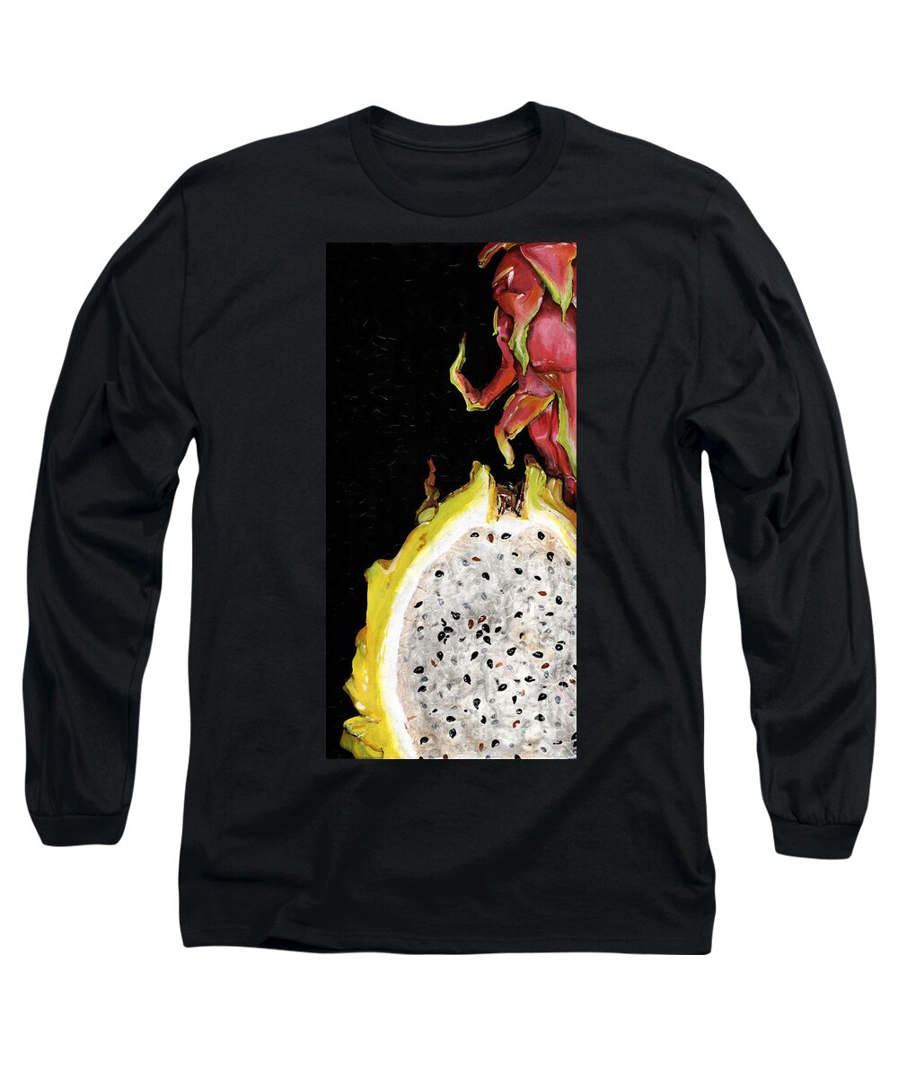 Abstract Long Sleeve T-Shirt featuring the painting dragon fruit yellow and red Elena Yakubovich by Elena Daniel Yakubovich