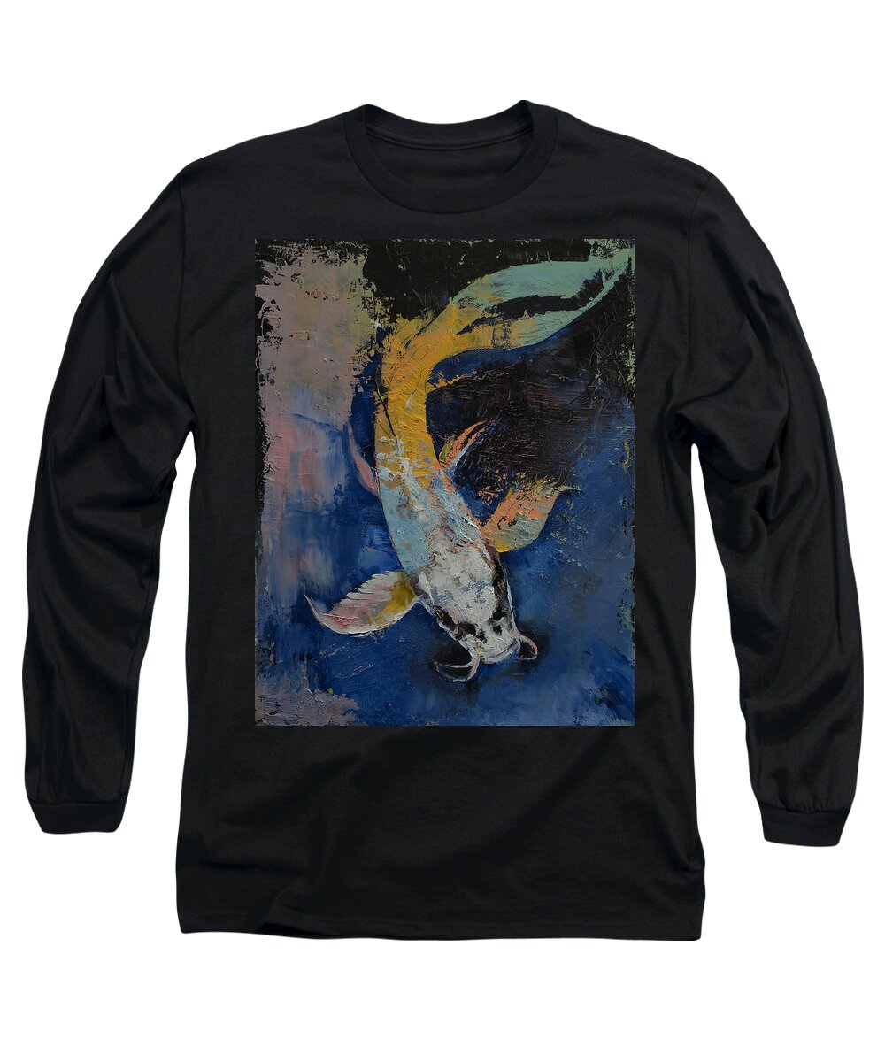 Dragon Long Sleeve T-Shirt featuring the painting Dragon Koi by Michael Creese