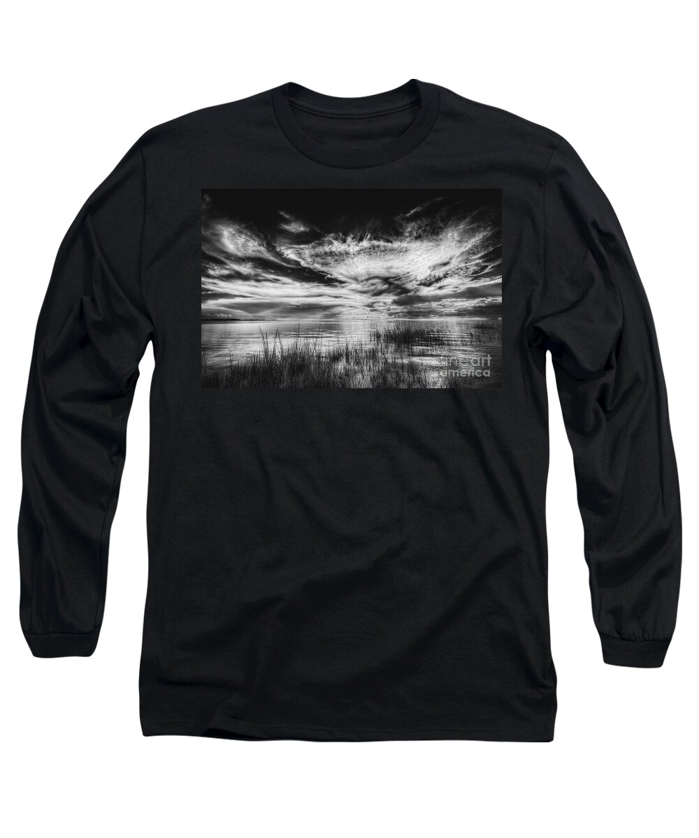 Clouds Long Sleeve T-Shirt featuring the photograph Dream of Better Days-bw by Marvin Spates