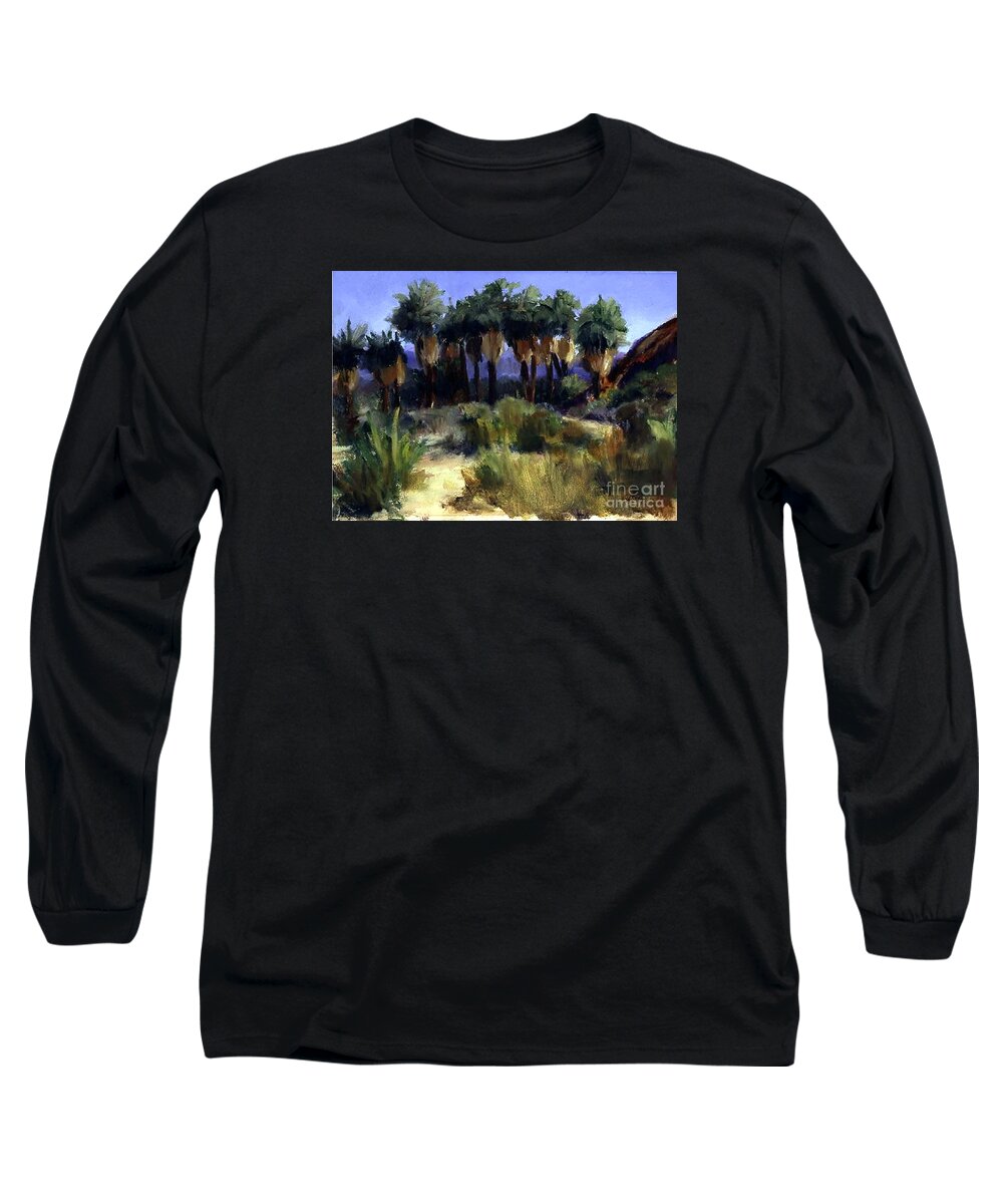 Palm Springs Area Long Sleeve T-Shirt featuring the painting This is Home Thousand Palms Preserve by Maria Hunt