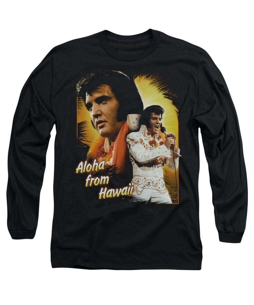 Musician Long Sleeve T-Shirt featuring the digital art Elvis - Aloha by Brand A