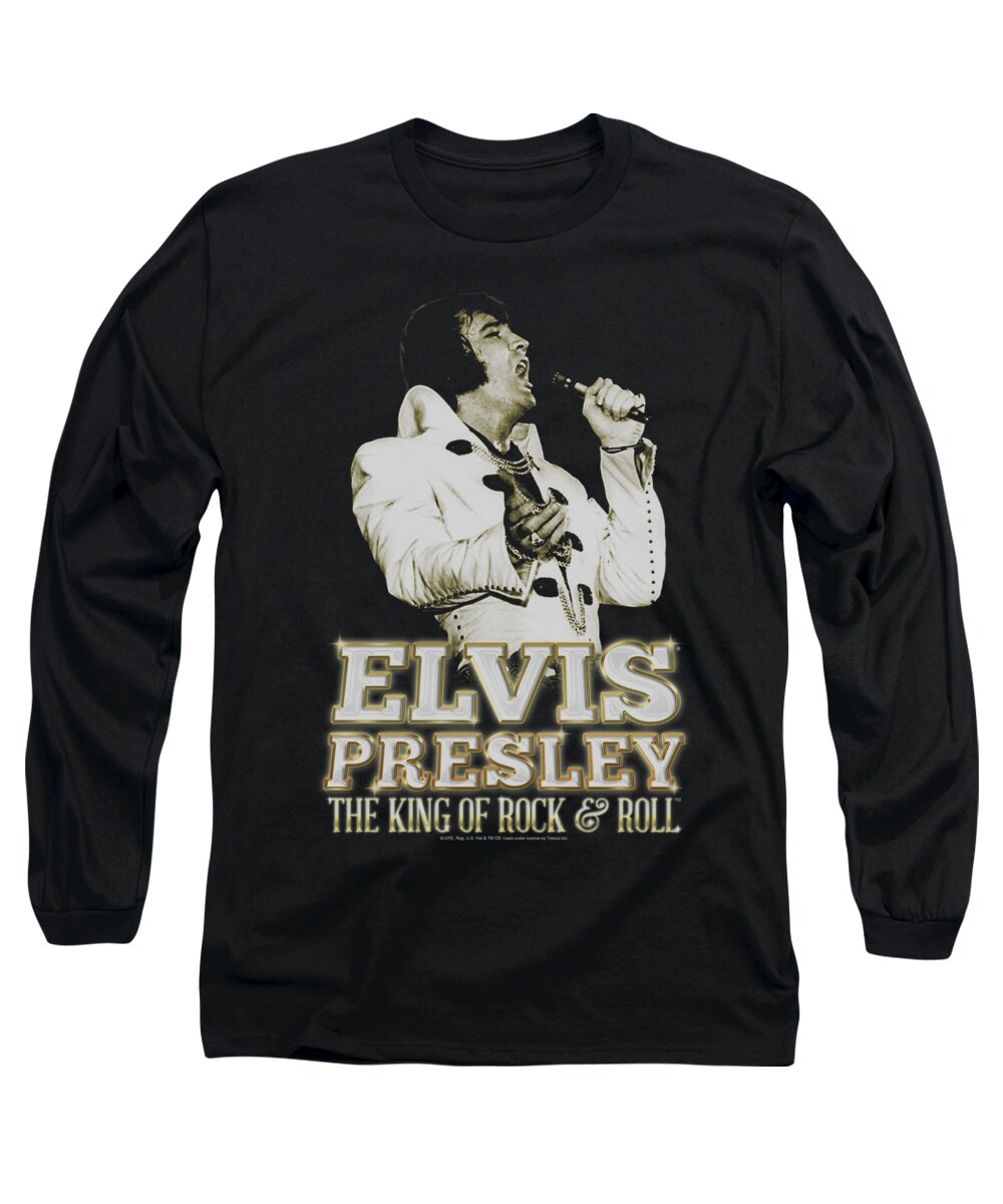 Elvis Long Sleeve T-Shirt featuring the digital art Elvis - Golden by Brand A