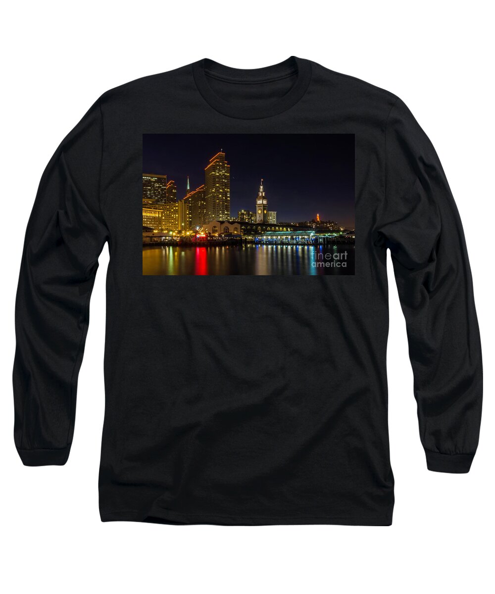 Blue Hour Long Sleeve T-Shirt featuring the photograph Embarcadero Blue Hour by Kate Brown