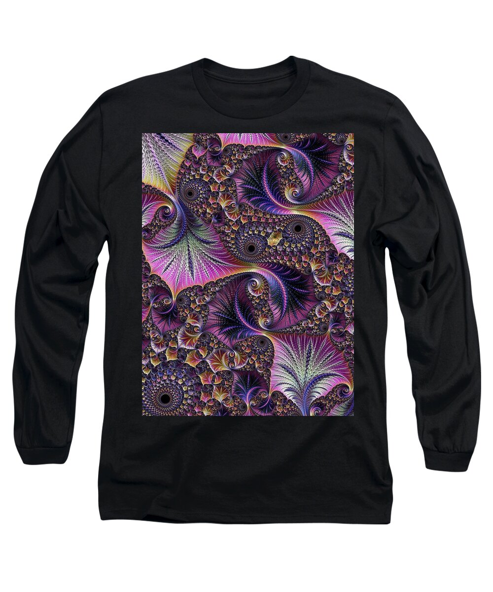 Digital Art Long Sleeve T-Shirt featuring the digital art Embossed Leaves by Amanda Moore