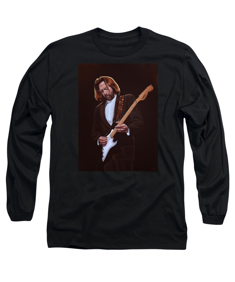 Eric Clapton Long Sleeve T-Shirt featuring the painting Eric Clapton Painting by Paul Meijering