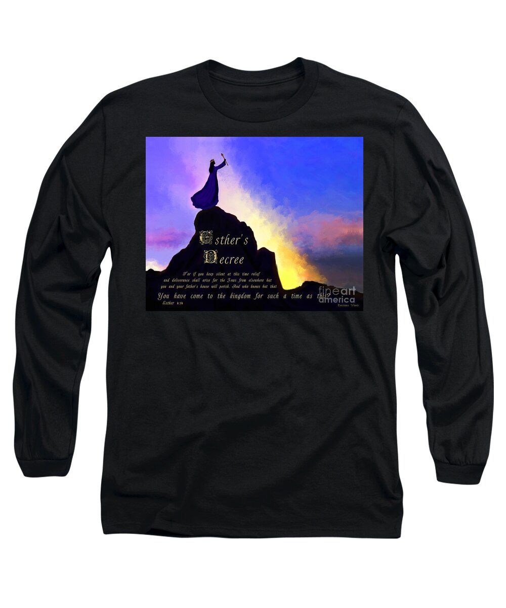 Esther Art Long Sleeve T-Shirt featuring the painting Esther's Decree by Constance Woods