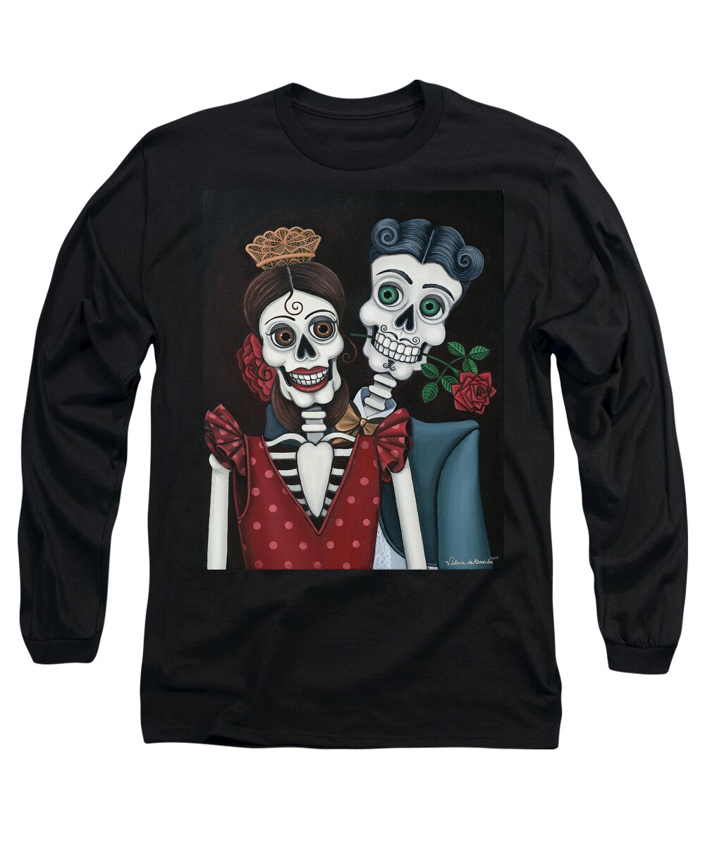 Day Of The Dead Long Sleeve T-Shirt featuring the painting Every Juan Loves Carmen by Victoria De Almeida