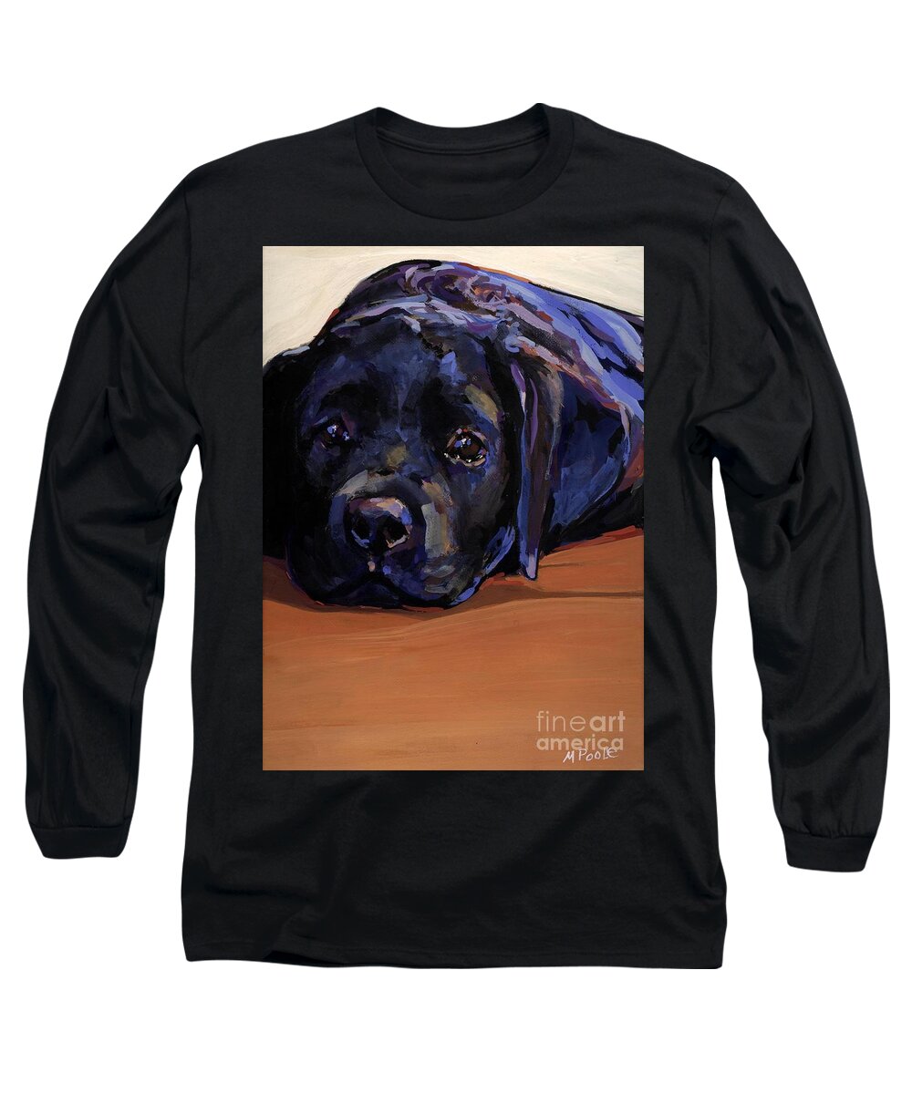 Labrador Retriever Puppy Long Sleeve T-Shirt featuring the painting Eyes For You by Molly Poole