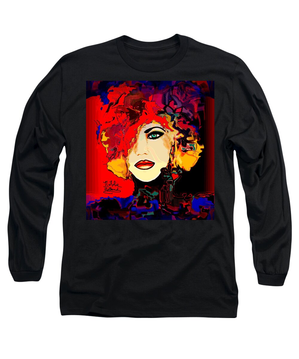 Face Long Sleeve T-Shirt featuring the mixed media Face 14 by Natalie Holland