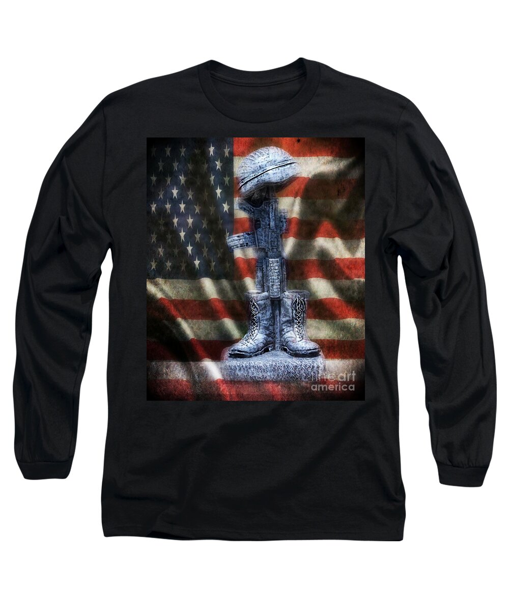 Military Fallen Soldiers Memorial Long Sleeve T-Shirt featuring the photograph Fallen Soldiers Memorial by Peggy Franz