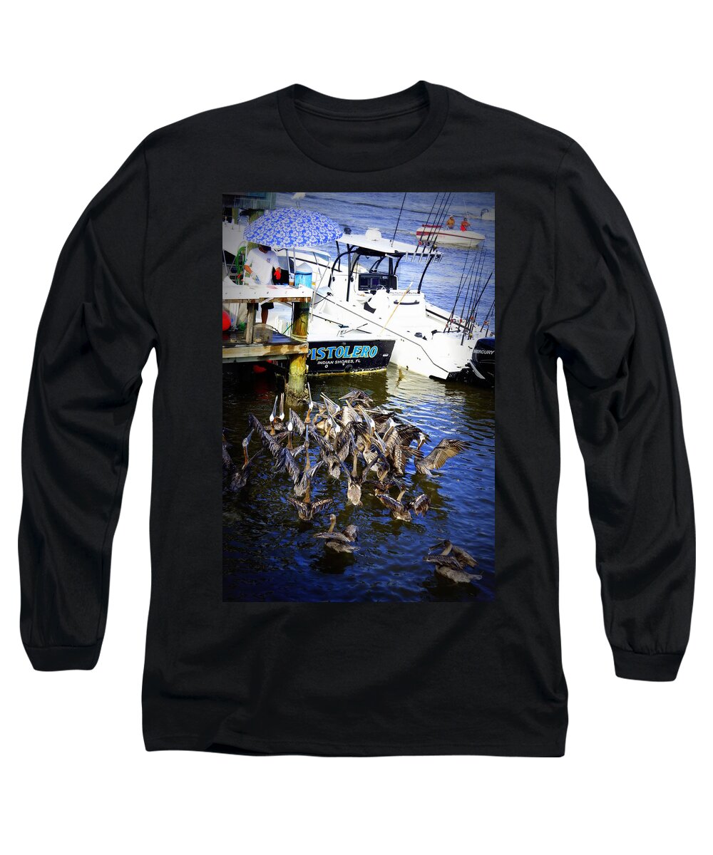 Johns Pass Long Sleeve T-Shirt featuring the photograph Feeding Frenzy by Laurie Perry