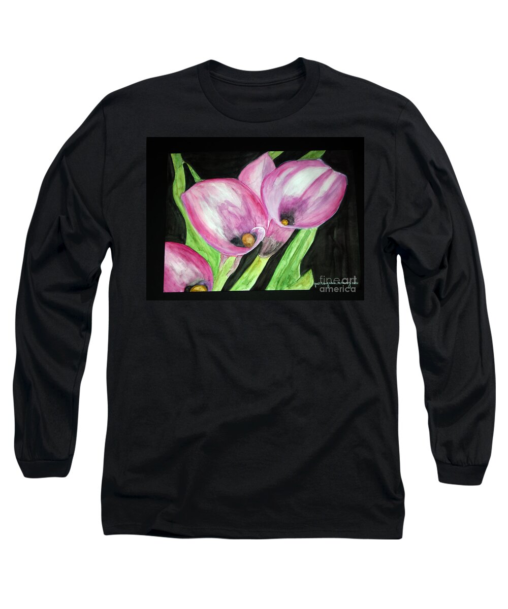 Water Color Flower Long Sleeve T-Shirt featuring the painting Feel Me by Yael VanGruber