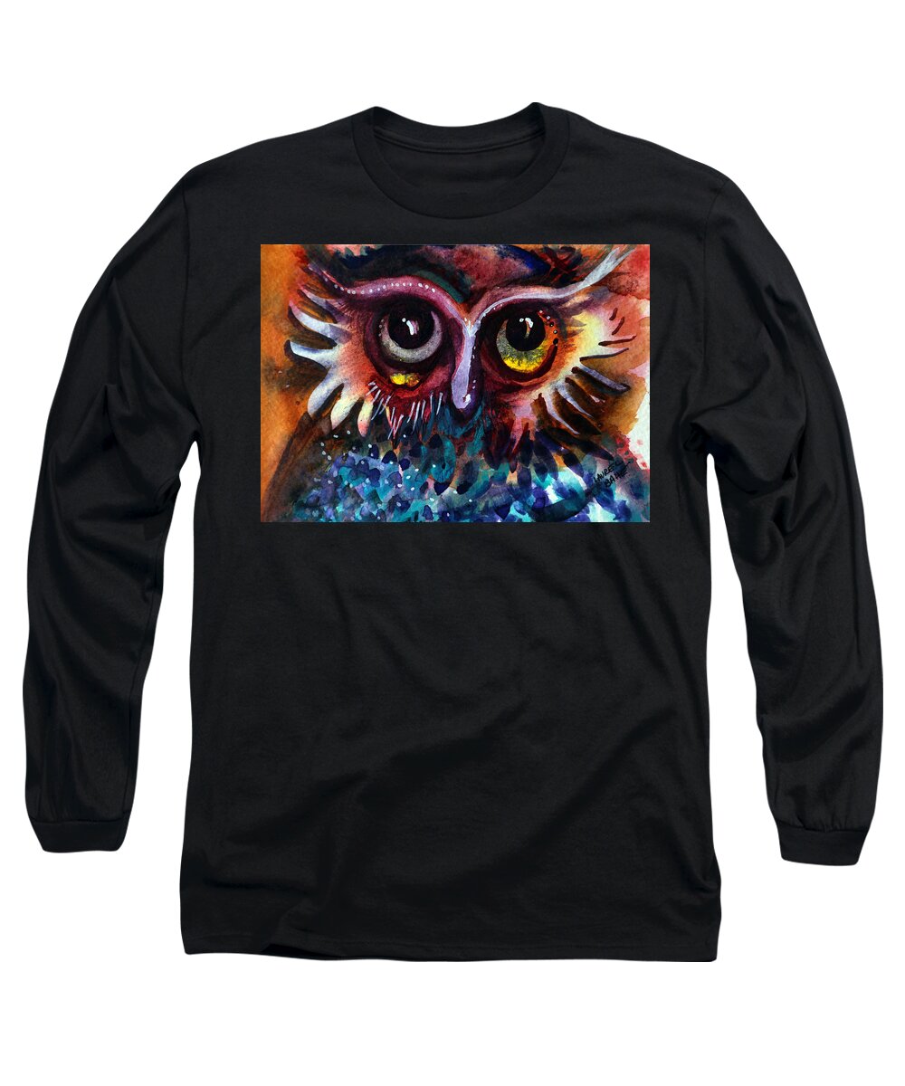  Owl Long Sleeve T-Shirt featuring the painting Finley's Favorite by Laurel Bahe