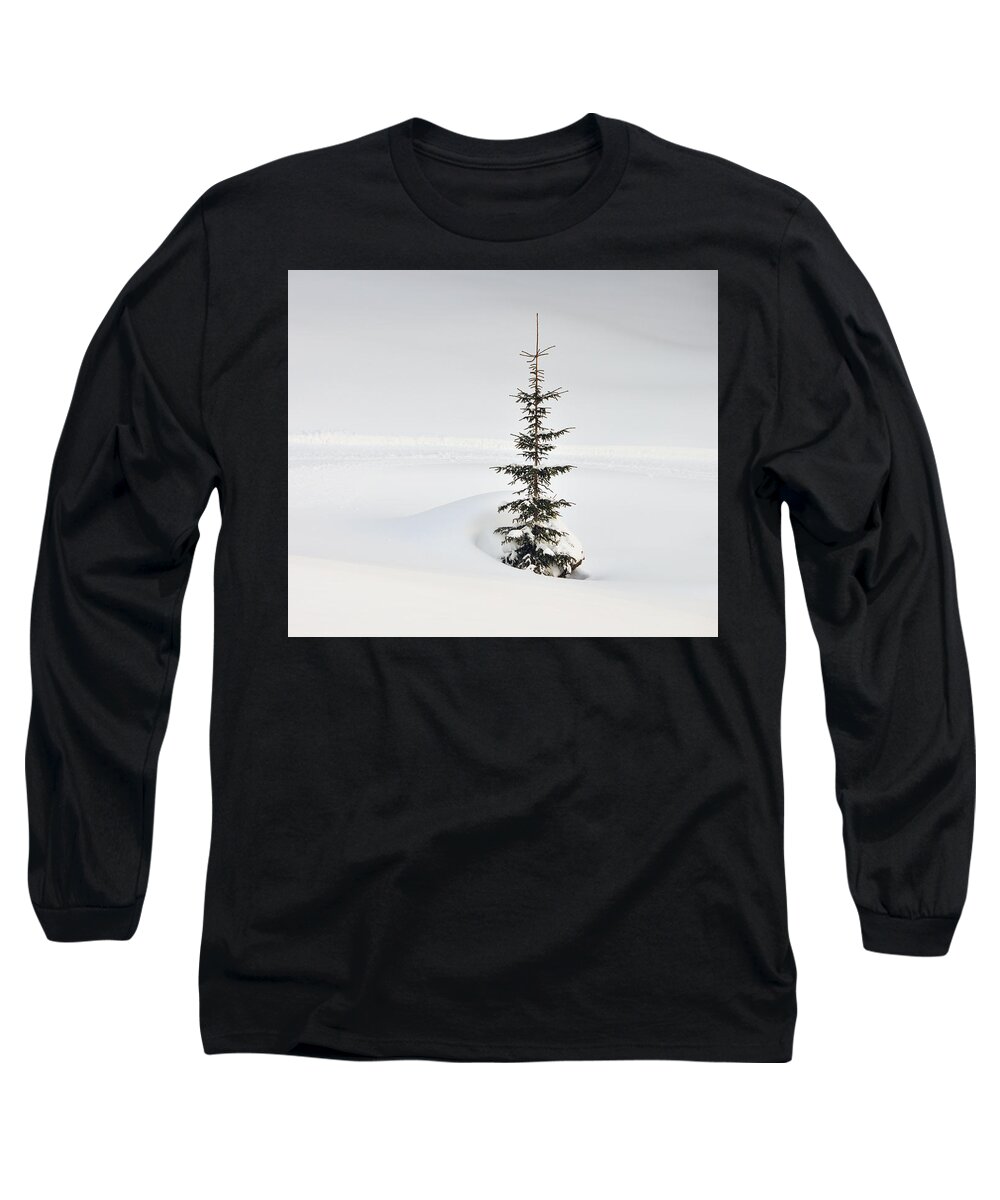 Fir Long Sleeve T-Shirt featuring the photograph Fir tree and lots of snow in winter Kleinwalsertal Austria by Matthias Hauser