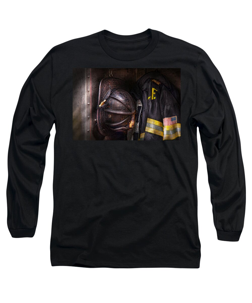 Fireman Long Sleeve T-Shirt featuring the photograph Fireman - Worn and used by Mike Savad