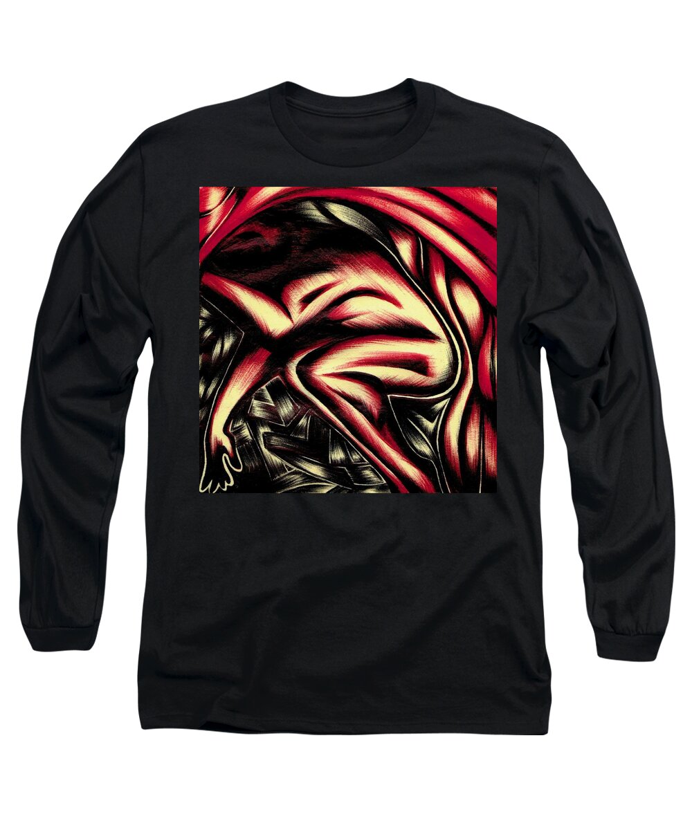 Abstract Long Sleeve T-Shirt featuring the photograph First Embrace by Artist RiA