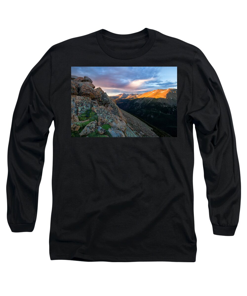 Rmnp Long Sleeve T-Shirt featuring the photograph First Light on the Mountain by Ronda Kimbrow