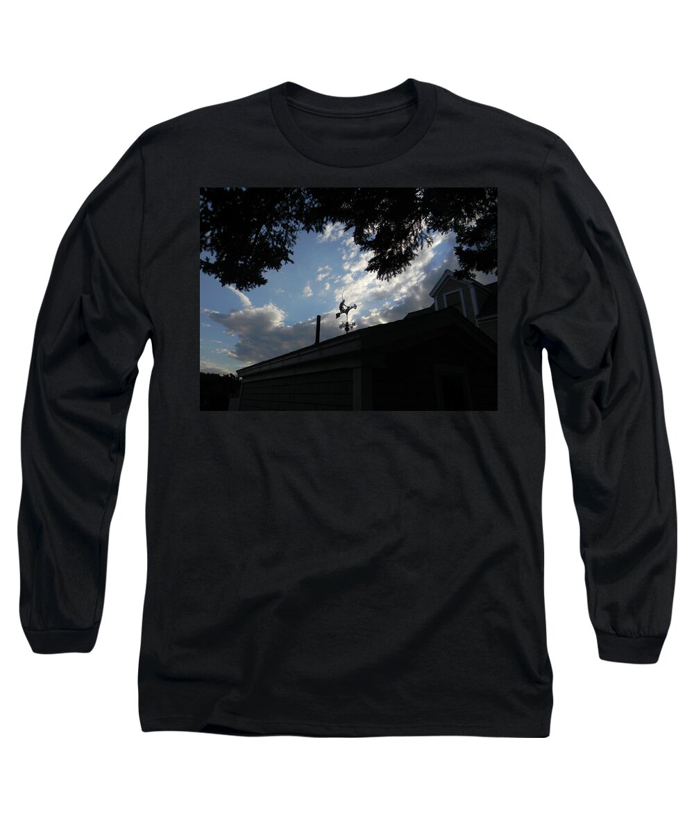 Fisherman Long Sleeve T-Shirt featuring the photograph Fisherman on the Roof by Jean Goodwin Brooks