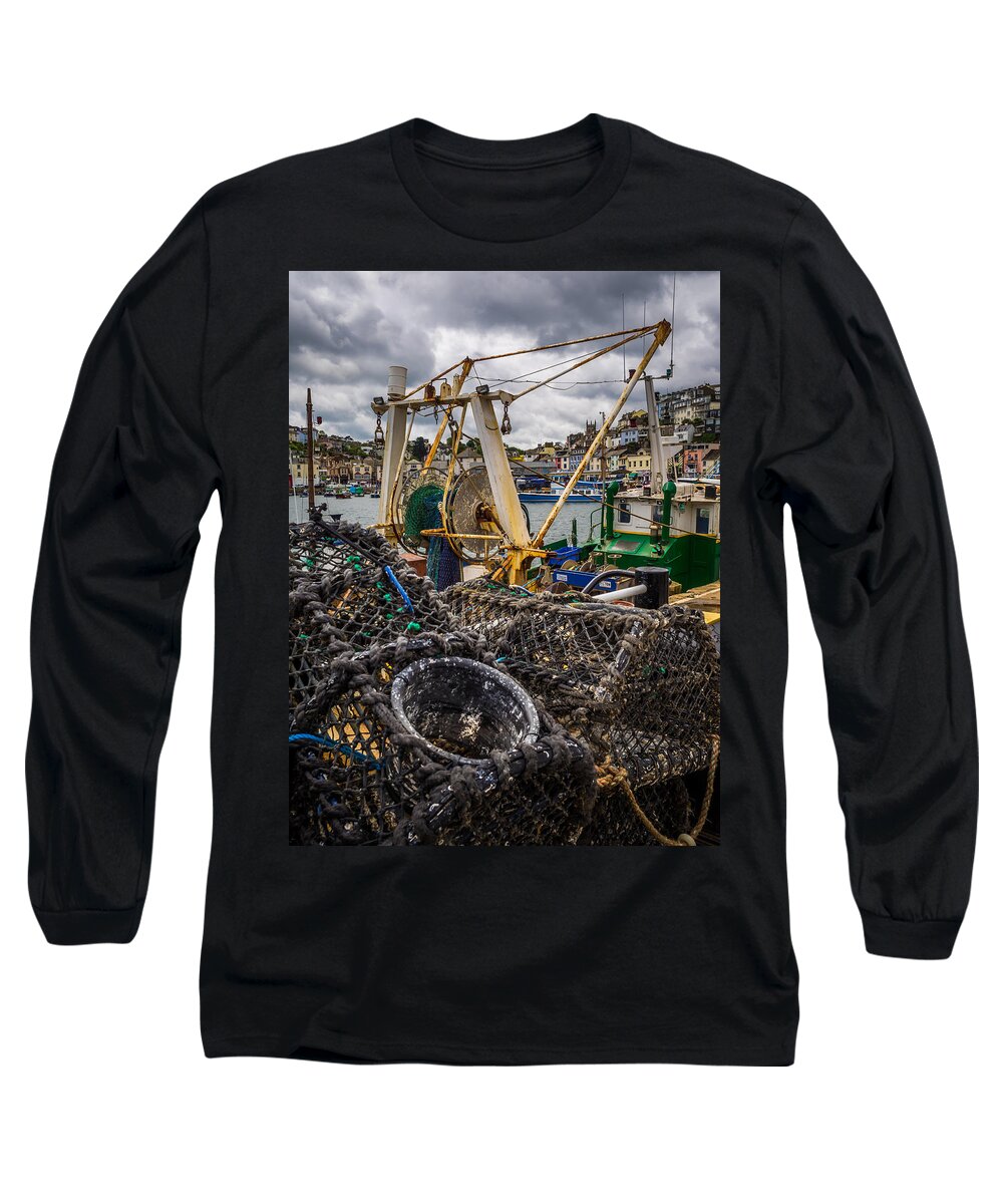 Brixham Long Sleeve T-Shirt featuring the photograph Fishing pots at Brixham by Mark Llewellyn