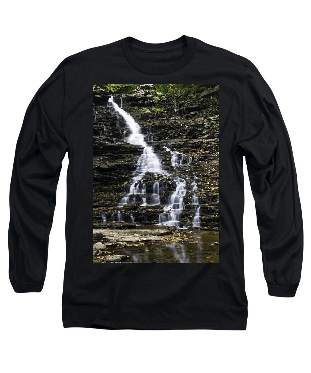 Ricketts Glen Long Sleeve T-Shirt featuring the photograph FL Ricketts Falls by Paul Riedinger