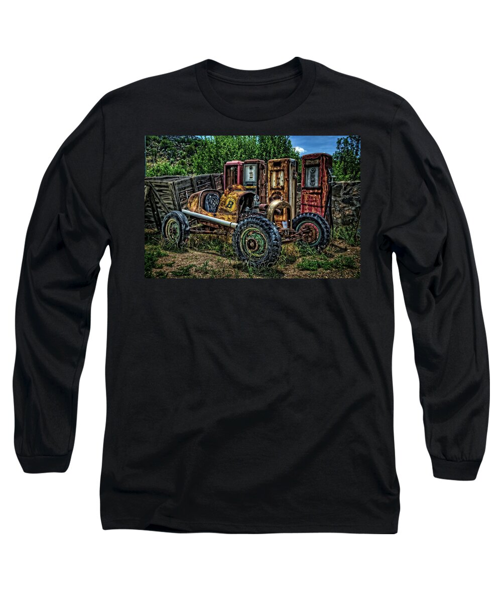 Vintage Gas Pumps Long Sleeve T-Shirt featuring the photograph Flathead Ford Racer by Ken Smith