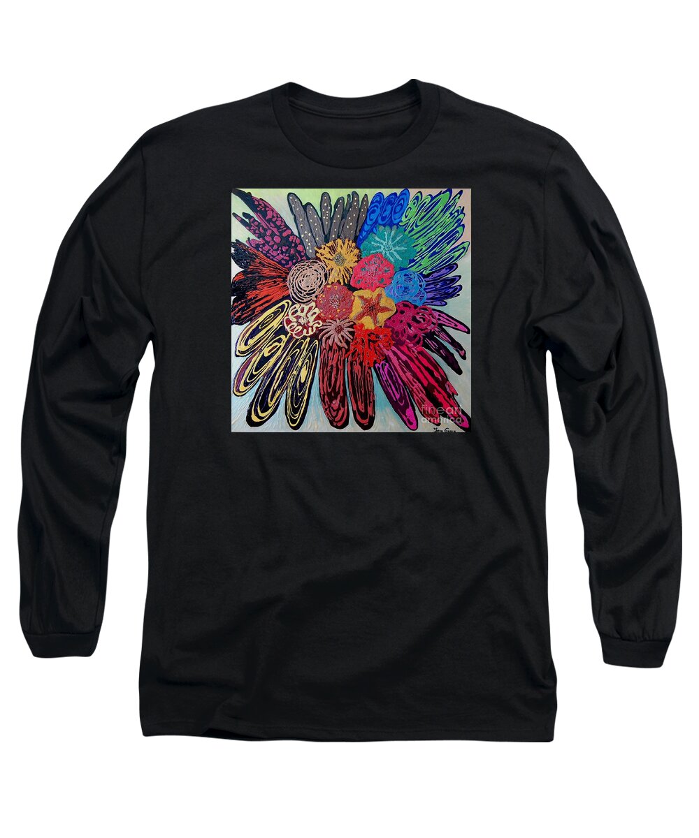 Abstract Long Sleeve T-Shirt featuring the painting Flowers burst by Jasna Gopic by Jasna Gopic