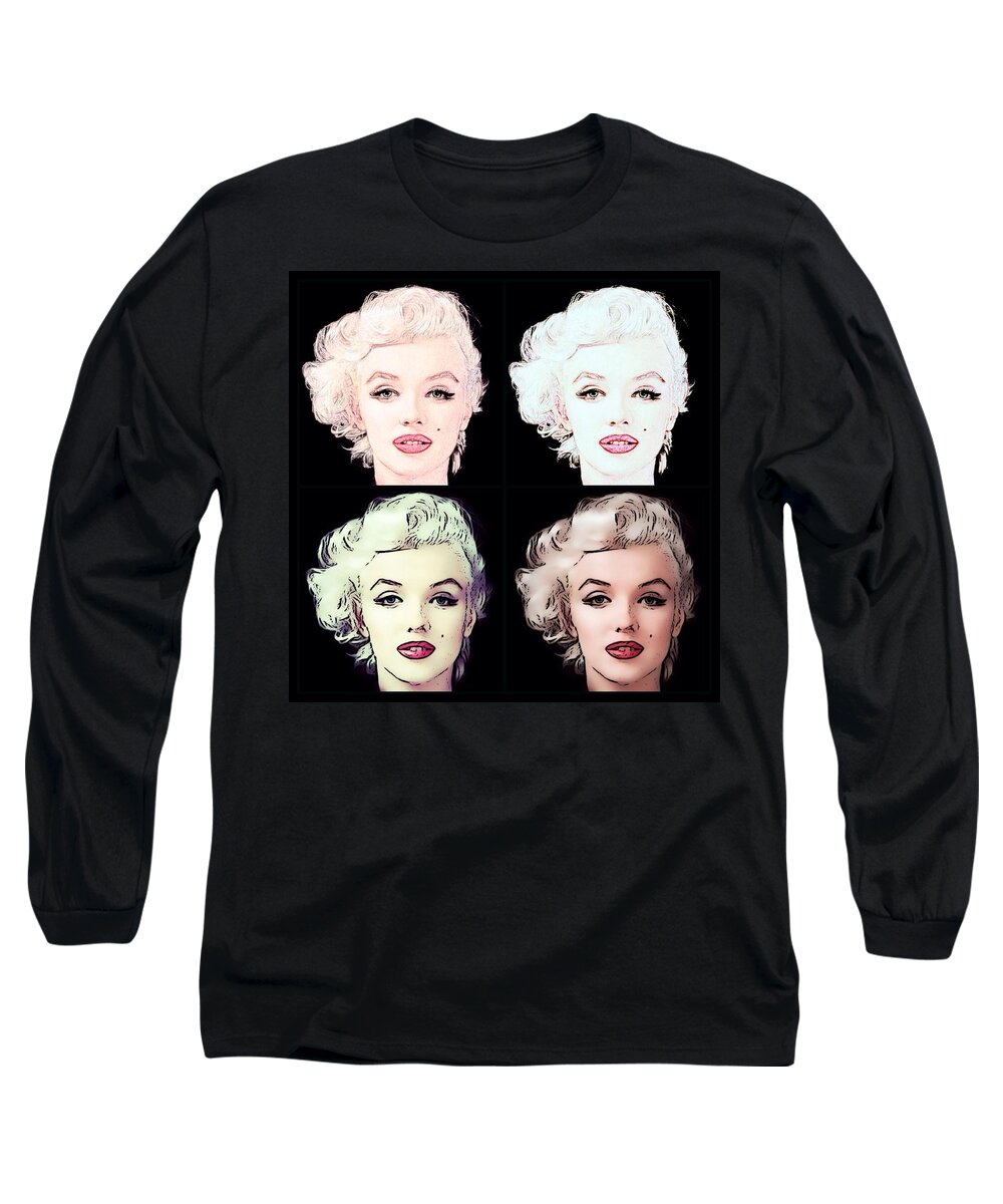 American Long Sleeve T-Shirt featuring the digital art Four Marilyn Monroe 2 by Lisa Piper