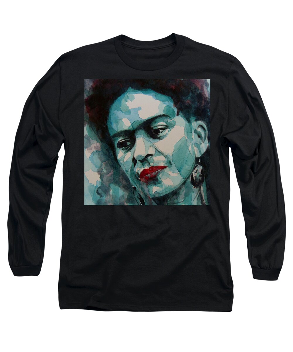 Frida Long Sleeve T-Shirt featuring the painting Frida Kahlo by Paul Lovering