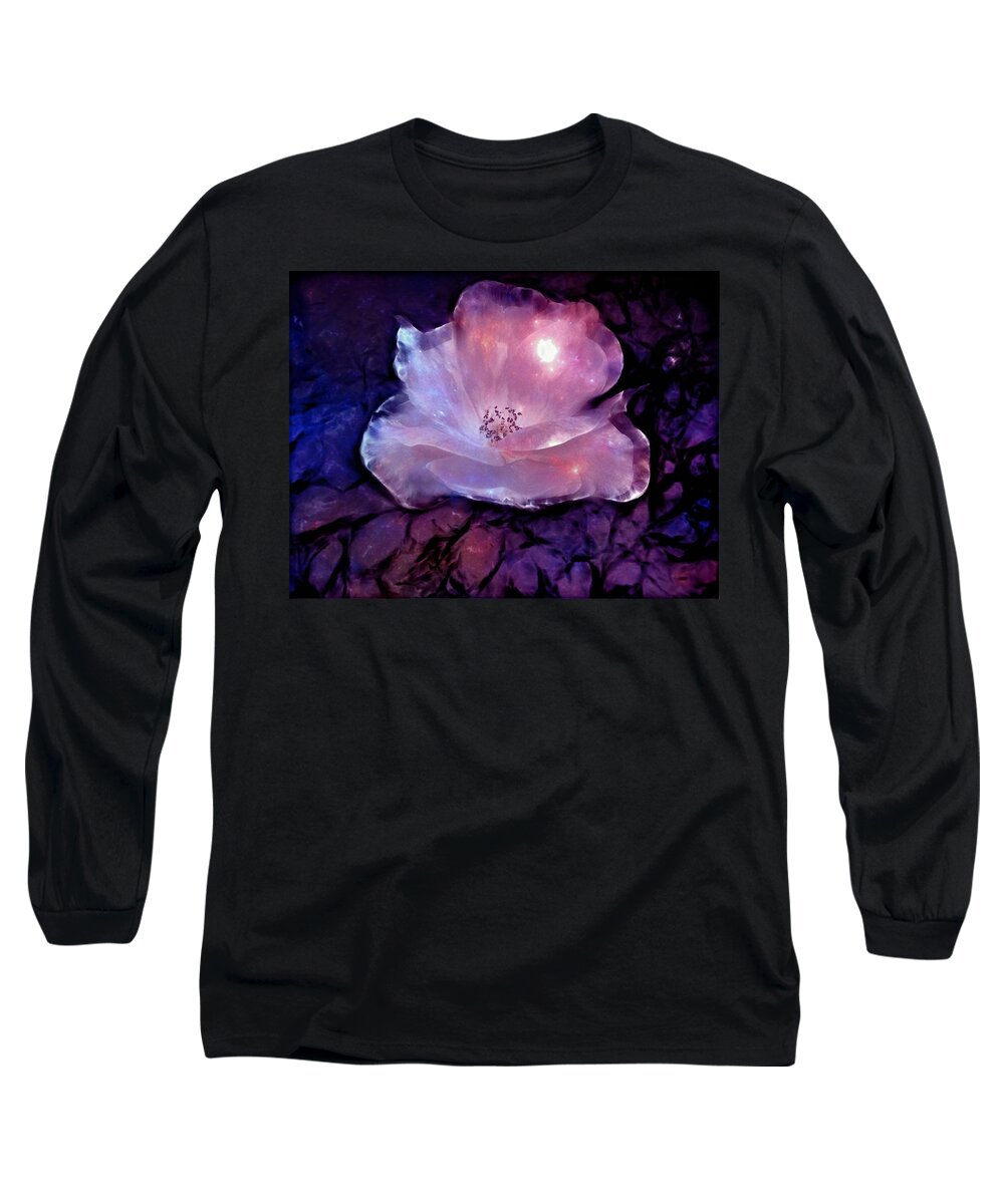 Rose Long Sleeve T-Shirt featuring the digital art Frozen Rose by Lilia S