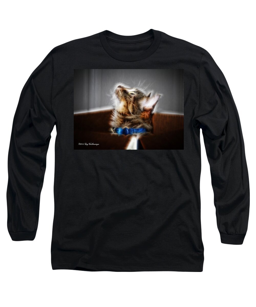 Cat Long Sleeve T-Shirt featuring the photograph Fuzzy Friend by Lucy VanSwearingen